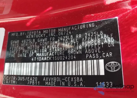 2025 Toyota Camry Se из США, поврежденный, VIN 4T1DAACK1SU024204